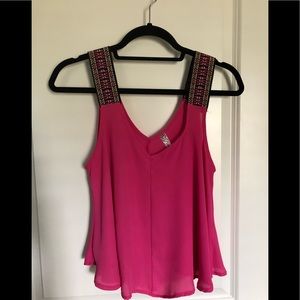 Sheer, pink top with cute straps!!